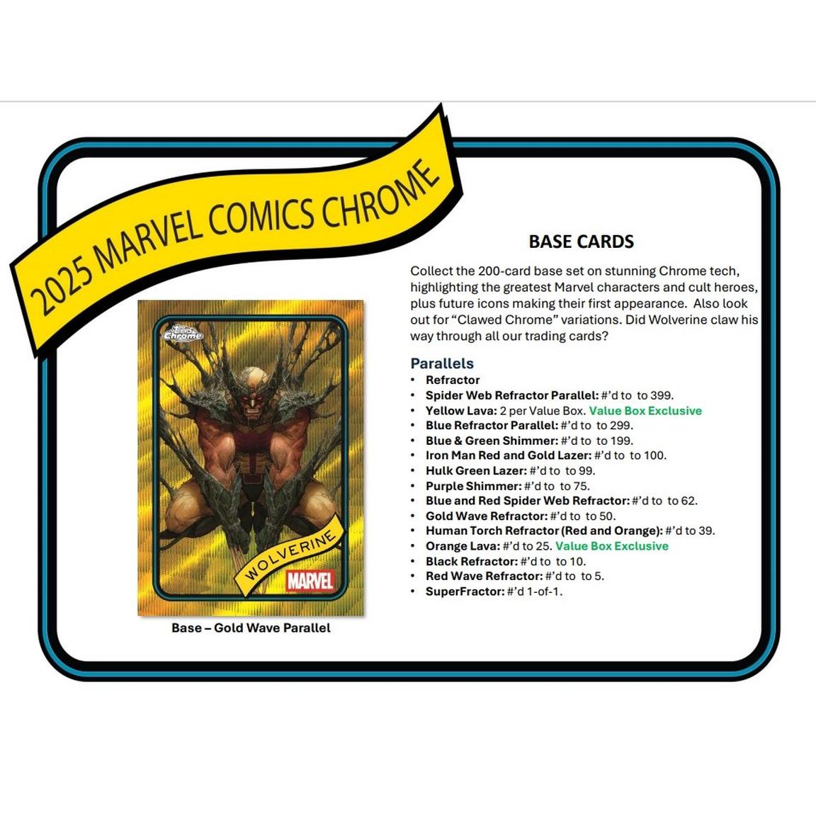 2025 Topps Chrome Marvel Comics Blaster Box
